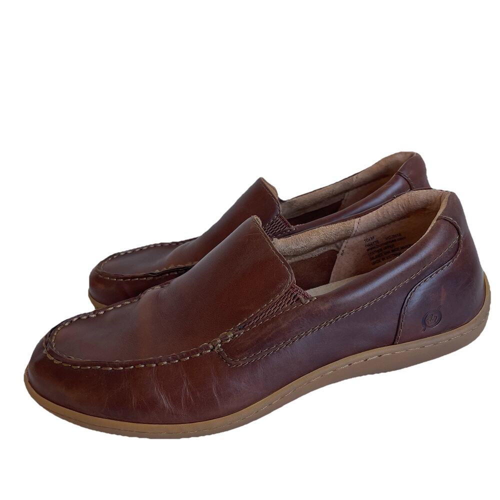 Born Eberhard Venetian Men's Leather Loafers 10.5 M Brown Moc Toe Driving Shoes